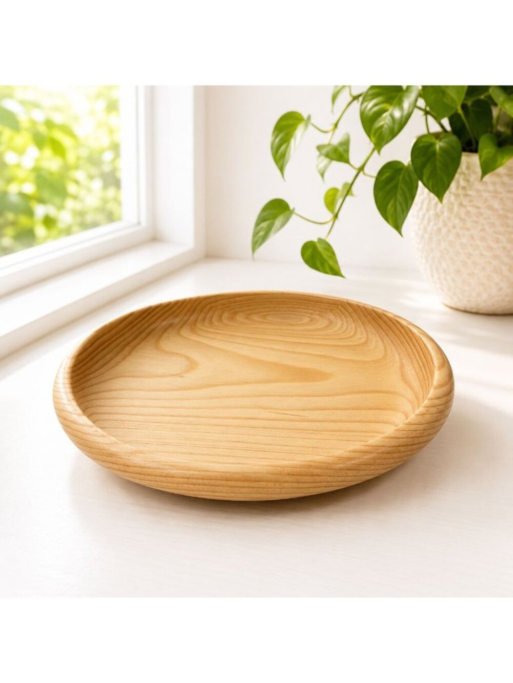 Vintage Natural Wood Decorative Serving Plate Rustic Organic Boho Home Decor